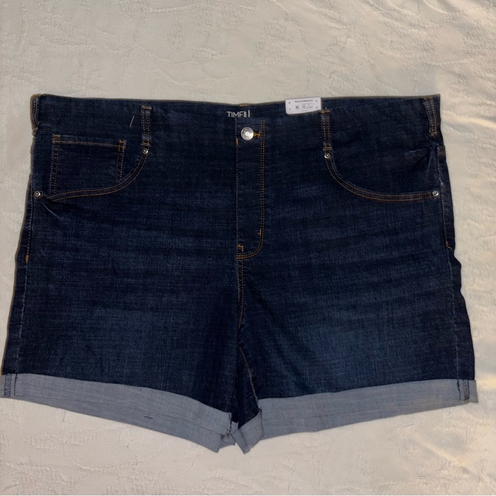 Time and Tru Dark Wash Mid Rise Pull On Denim Jean Shorts Size XXL 20 NWT - Picture 7 of 7